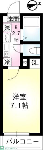 グランドール二俣川(1K/2階)の間取り写真