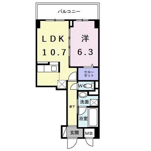 エスタプレイス(1LDK/3階)の間取り写真