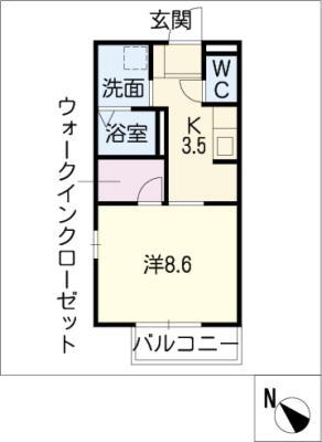 タウンコート松阪(1K/2階)の間取り写真