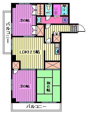 スカイパレス(3LDK/2階)の間取り写真