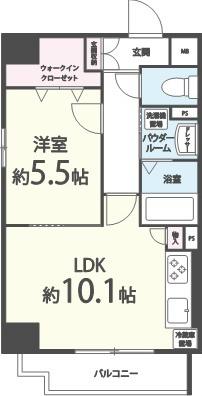 メゾンドソレイユ・シノハラ(1LDK/8階)の間取り写真