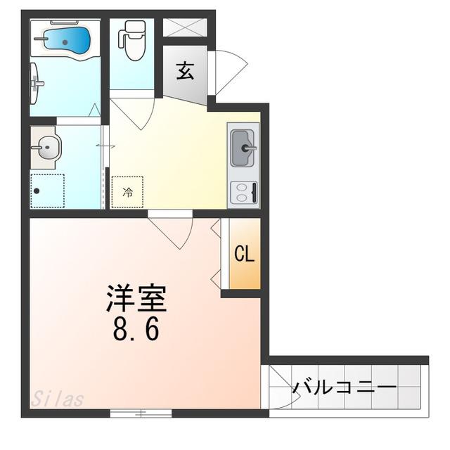 フジパレス百舌鳥赤畑町V番館(1K/3階)の間取り写真