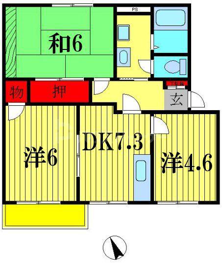 ひまわりガーデン柏V(4DK/1階)の間取り写真