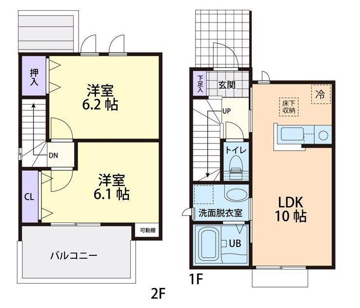 RESIDENCEB(2LDK/1階)の間取り写真