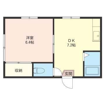 ドミール清水台(1DK/1階)の間取り写真