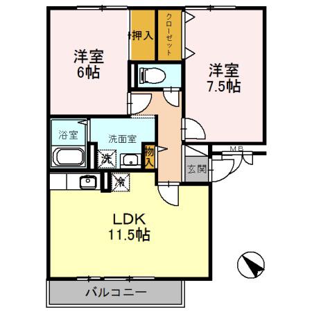 メルベーユ吉兆(2LDK/3階)の間取り写真