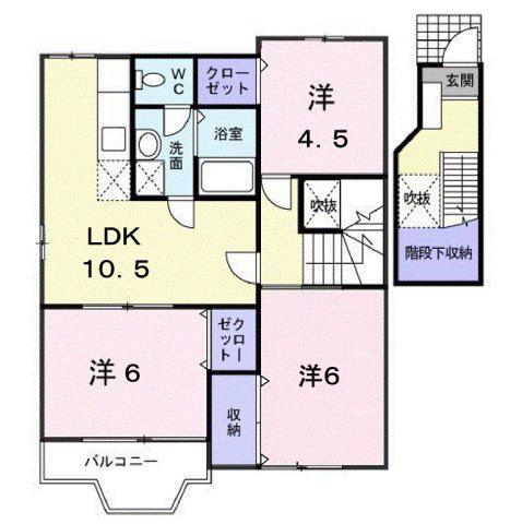 アビタシオン ドゥ B(3LDK/2階)の間取り写真