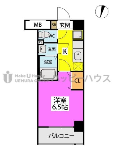 SOL周船寺(1K/1階)の間取り写真