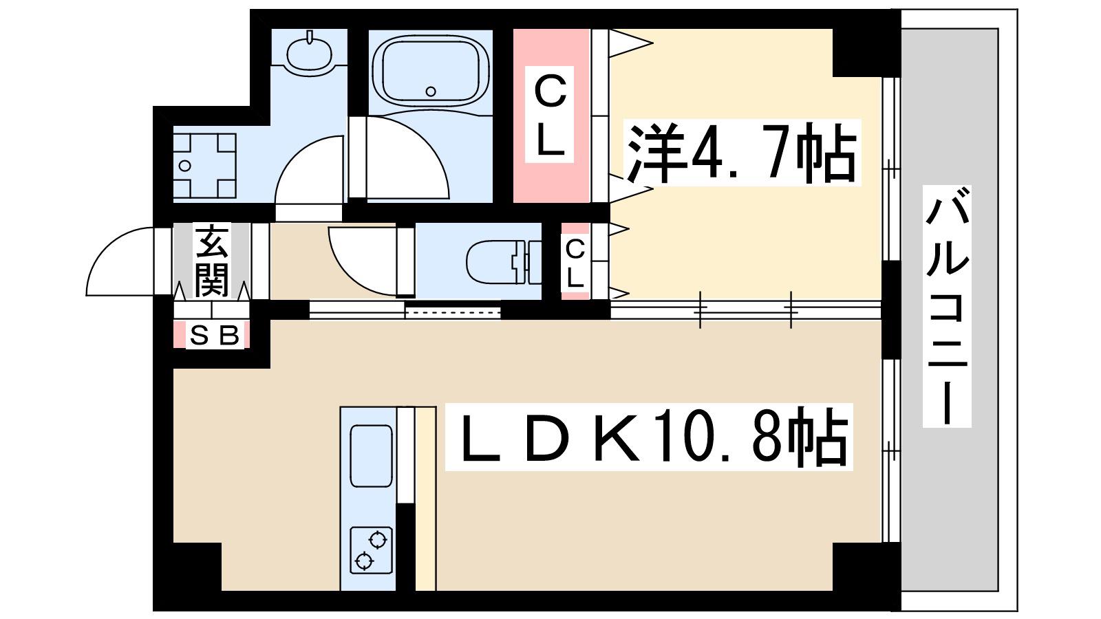 JPノイエ吹田垂水(1LDK/2階)の間取り写真