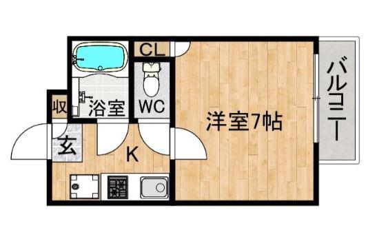 RX雑餉隈(1K/2階)の間取り写真