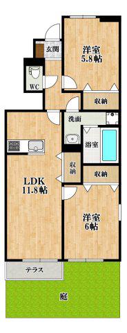 パルクエストIII(2LDK/1階)の間取り写真