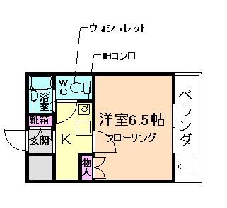 ギャレ蛍池(1K/3階)の間取り写真