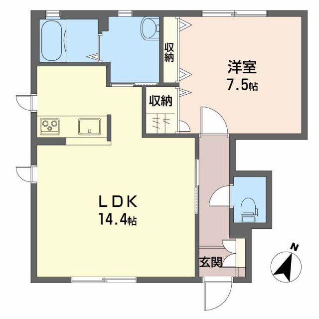 シャーメゾンWAYU B(1LDK/1階)の間取り写真