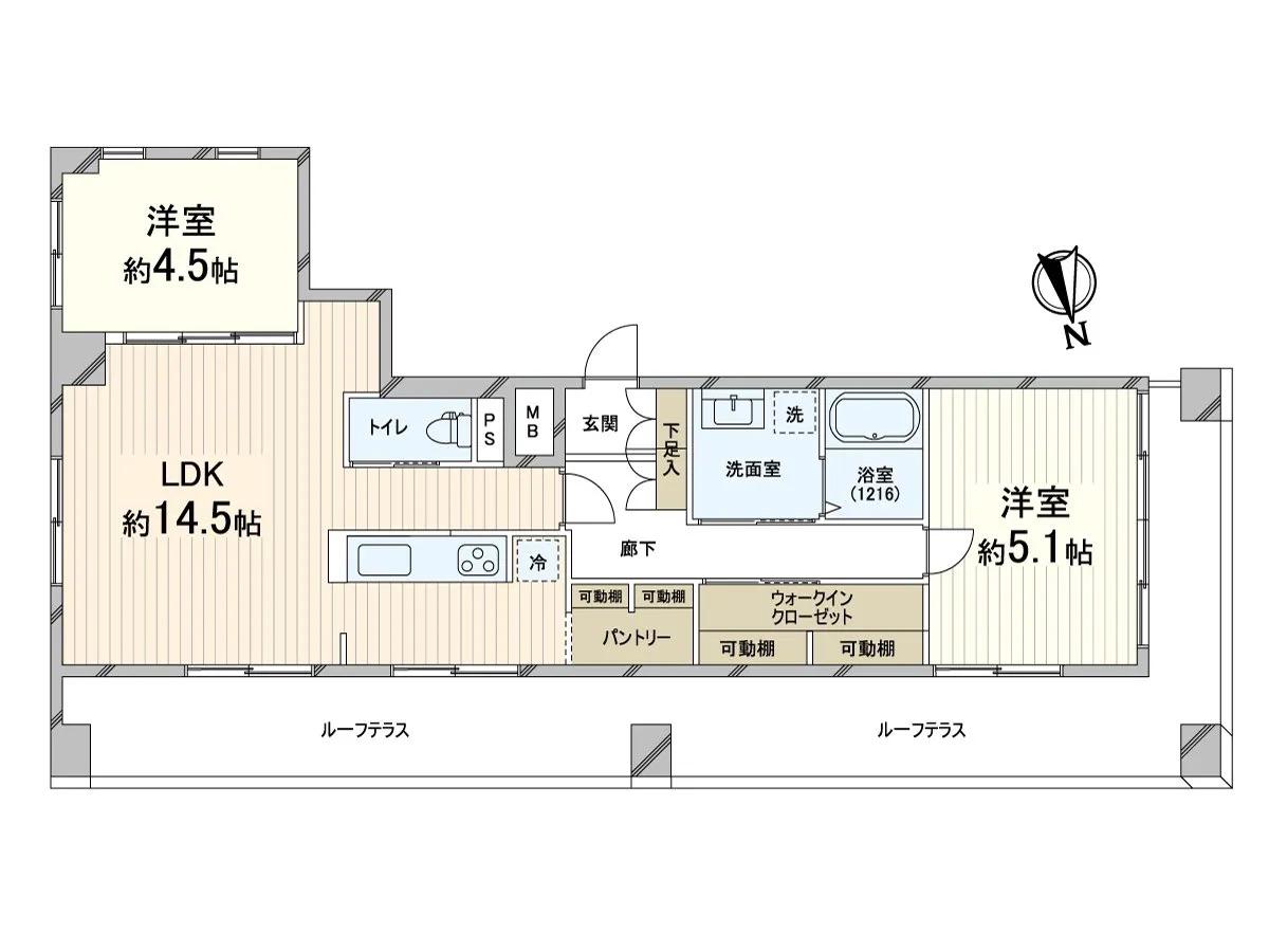 メゾンドール高麗橋(2LDK/7階)の間取り写真