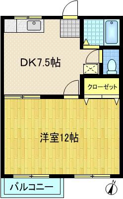 ベルゾーネ(1DK/2階)の間取り写真