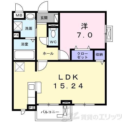 ポルタス(1LDK/2階)の間取り写真