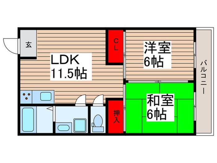 和名ヶ谷京葉ハイツ(2LDK/3階)の間取り写真