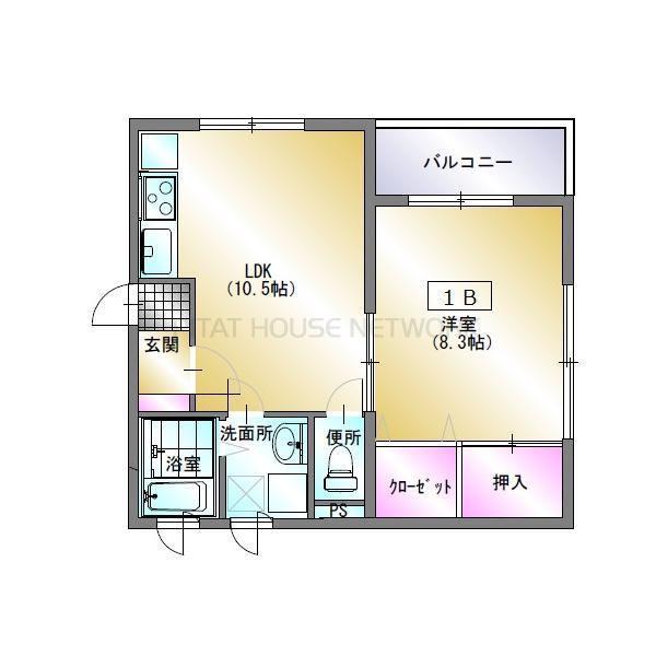 マジェスティックマンション吹上(1LDK/1階)の間取り写真