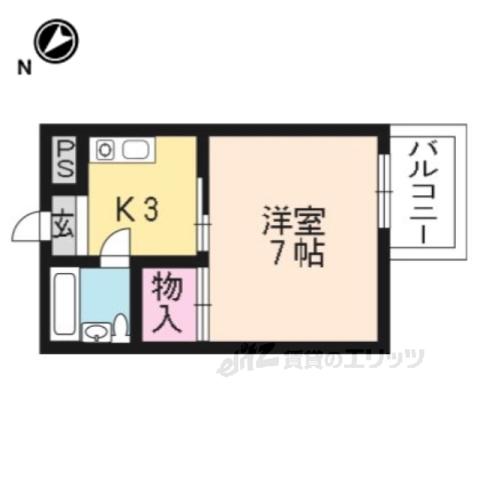 ハウス3(1K/2階)の間取り写真