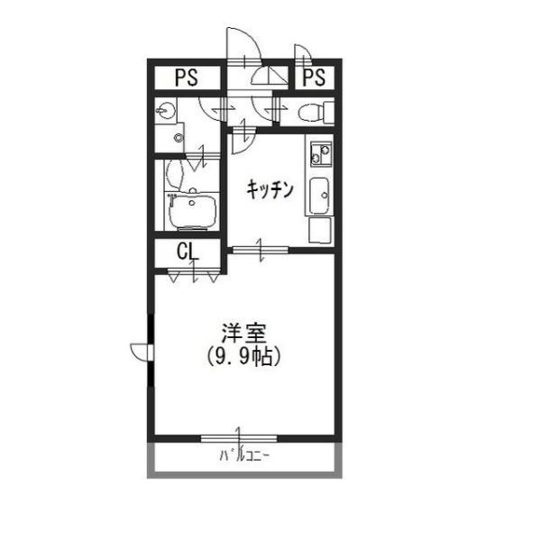 アムールハイムみちのり 2F(1K/2階)の間取り写真