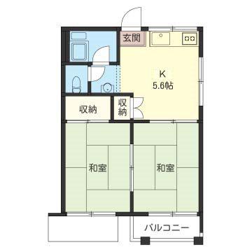 下原ハイツ(2K/2階)の間取り写真