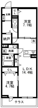 練馬区向山3丁目(2SLDK/3階)の間取り写真