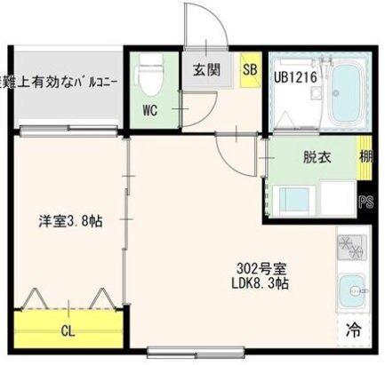 杜ノ川テラス(1LDK/3階)の間取り写真