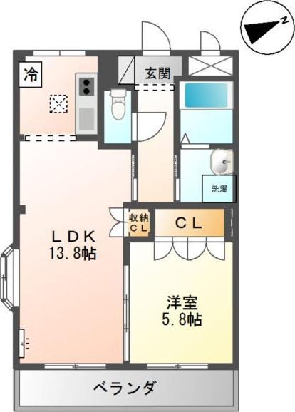 エーデル(1LDK/2階)の間取り写真