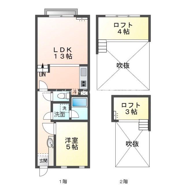 セザンヌ原町(1LDK/1階)の間取り写真