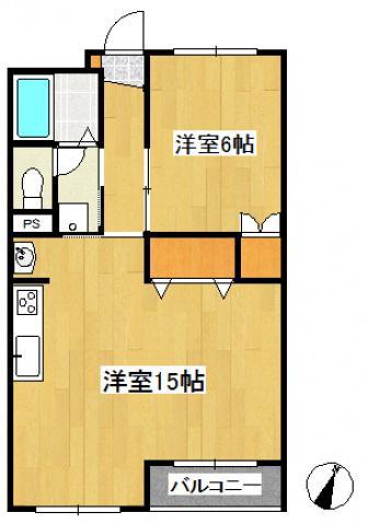 一本木ハイツ(1LDK/1階)の間取り写真
