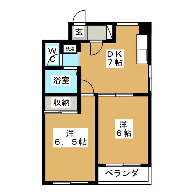 グランパ用賀(2DK/4階)の間取り写真