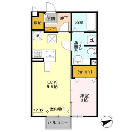 ハイツ リラ(1LDK/1階)の間取り写真