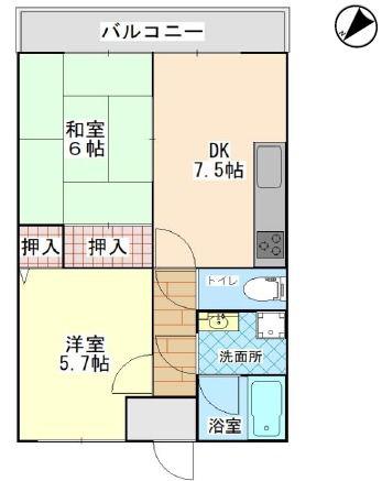 荻野MGレヂデンス2(2DK/3階)の間取り写真