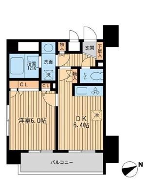 ラポール三田(1DK/9階)の間取り写真