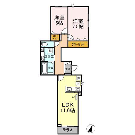 CASA和(2LDK/1階)の間取り写真