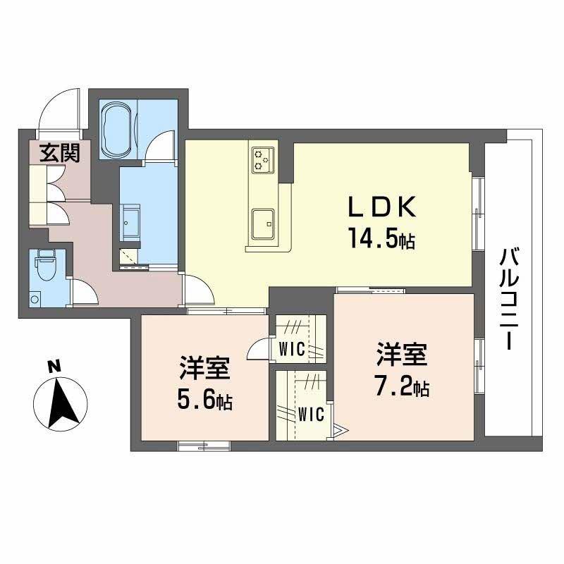 シャーメゾン マイレ(2LDK/2階)の間取り写真