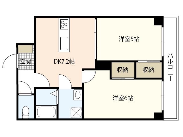 PRENCHE廿日市(2DK/2階)の間取り写真