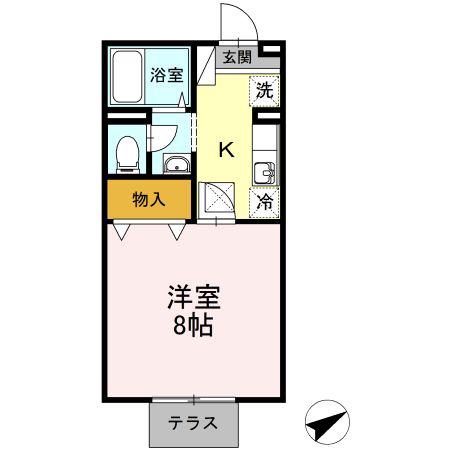 セジュール島田A(1K/1階)の間取り写真