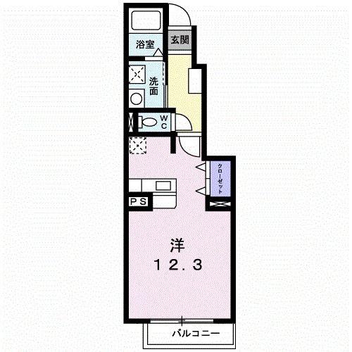シャン デルブA(ワンルーム/1階)の間取り写真