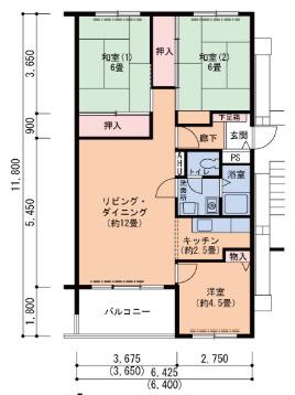 UR芦屋浜 4-1号棟(3LDK/5階)の間取り写真