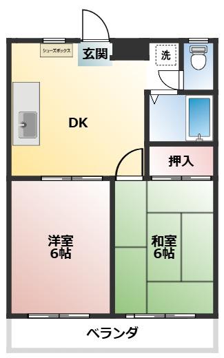 アキモトビル(2DK/3階)の間取り写真