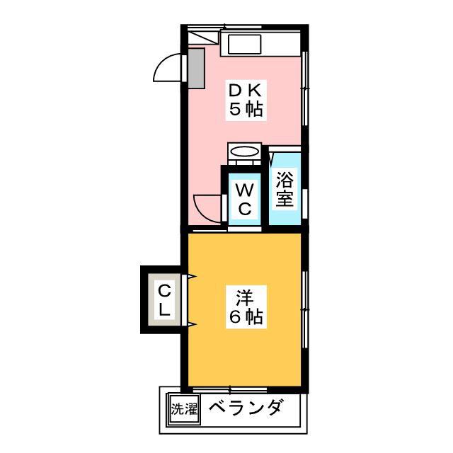 スワンマンション(1DK/2階)の間取り写真