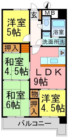 ラフォーレ夙川(3LDK/3階)の間取り写真
