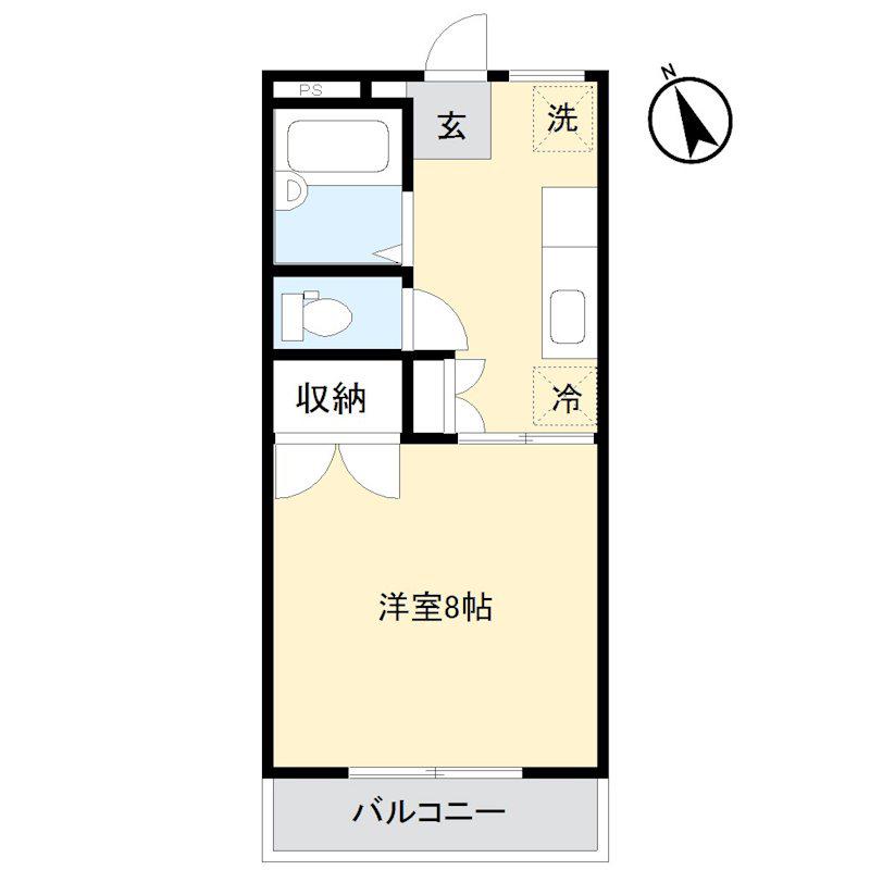 ハイツ岡田II(1K/1階)の間取り写真