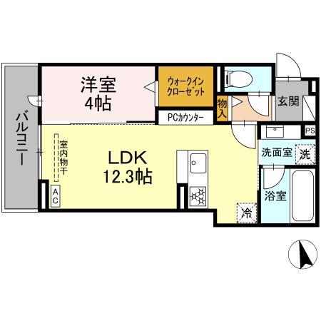 D-AVANCE戸崎元町(1LDK/2階)の間取り写真