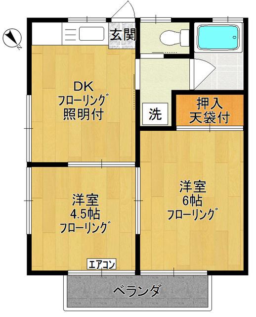 ミキハイツ(2DK/2階)の間取り写真