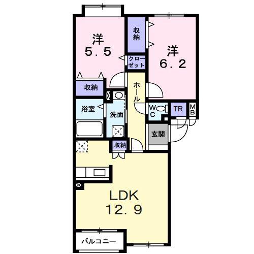 リヴィエールY・S(2LDK/3階)の間取り写真