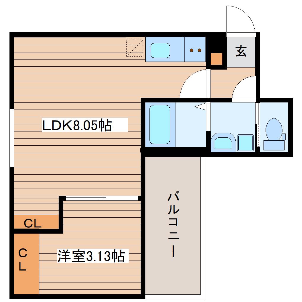 ティースクエア(1LDK/1階)の間取り写真