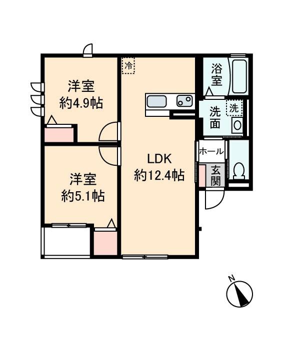 AURORA A(2LDK/1階)の間取り写真