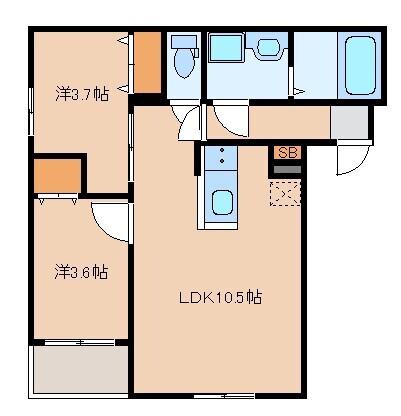 ベルシア箱崎(2LDK/3階)の間取り写真